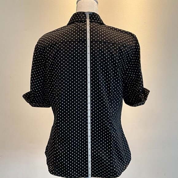 Talbots Vintage Black Polka Dot Stretch Cotton Sateen - Picture 4 of 6